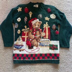 Vtg Tiara International Christmas Bear Sweater